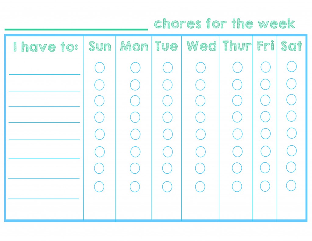 Chore chart- weekly - printable