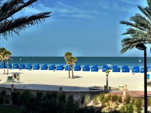 Blue Top portable beach tents and beach chairs at Clearwater Beach