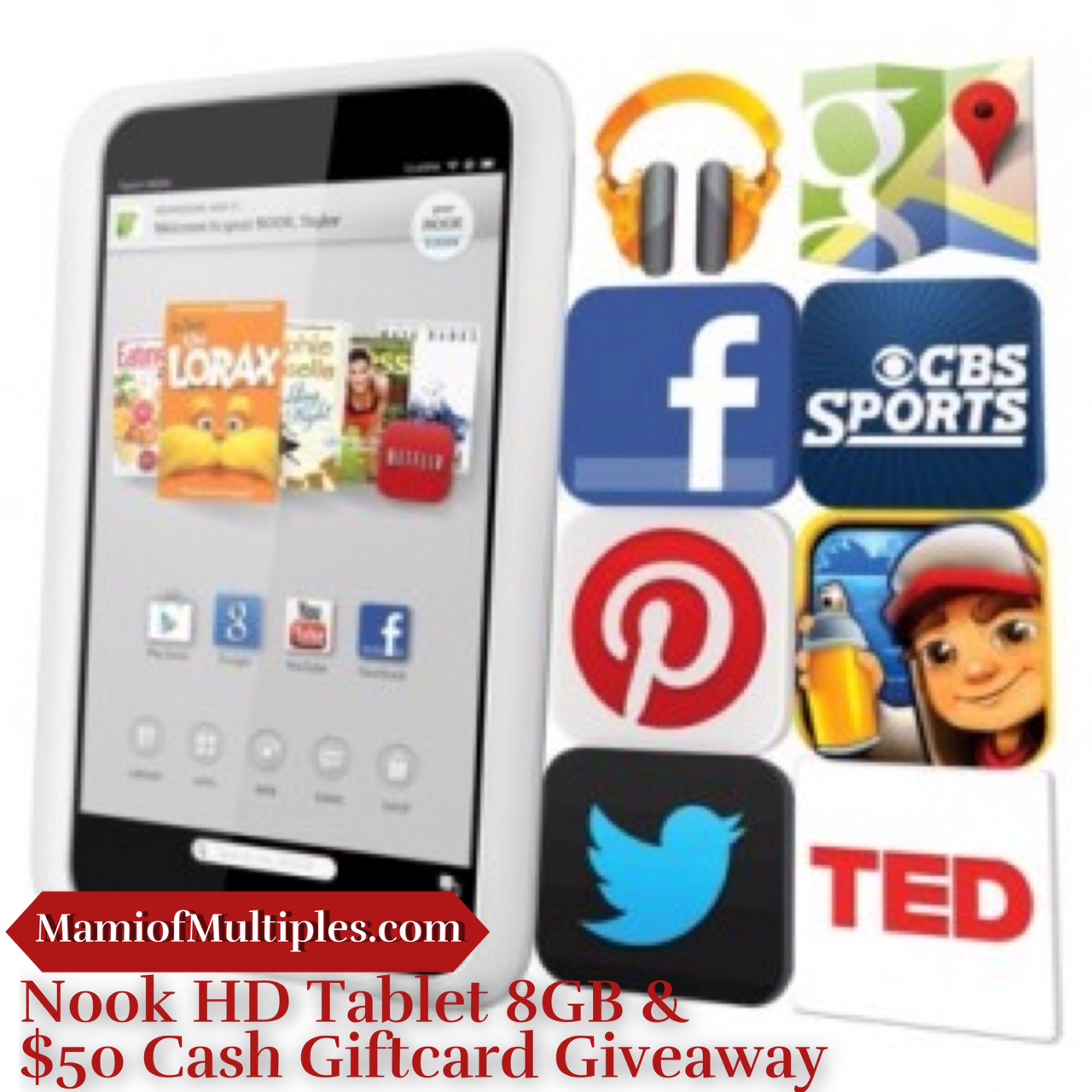Celebrate the Month of July with Mami of Multiples and a Nook HD Tablet and $50 Cash Giveaway
