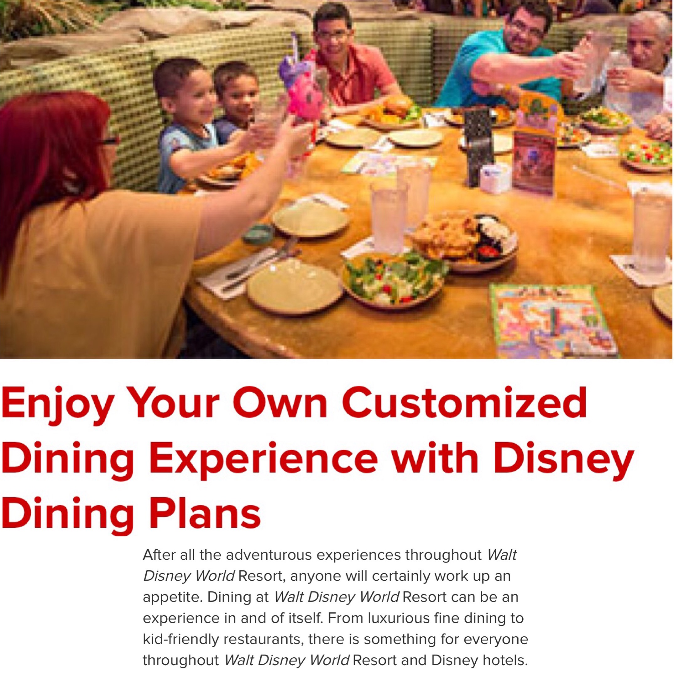 Walt Disney World Vacation Series: Enjoy Your Own Customized Dining Experience with Disney Dining Plans